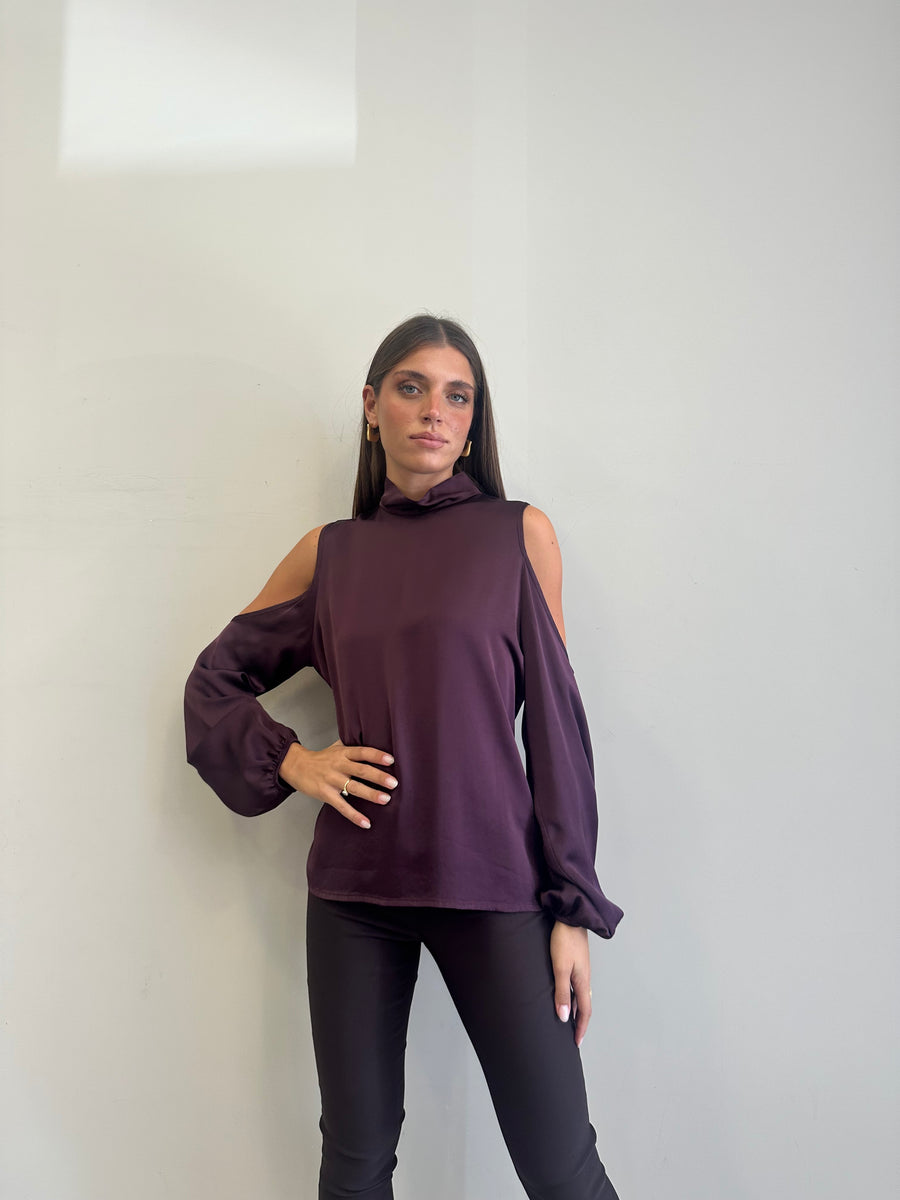 MOTEL Blusa cut spalle burgundy