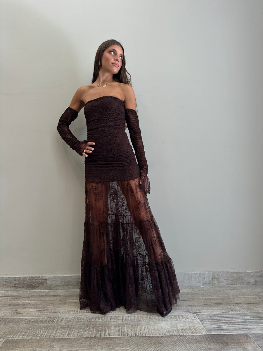 LMN abito lungo pizzo moro