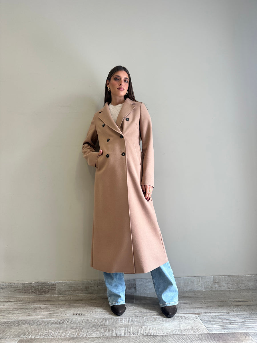 MOTEL Cappotto lungo doppiopetto camel