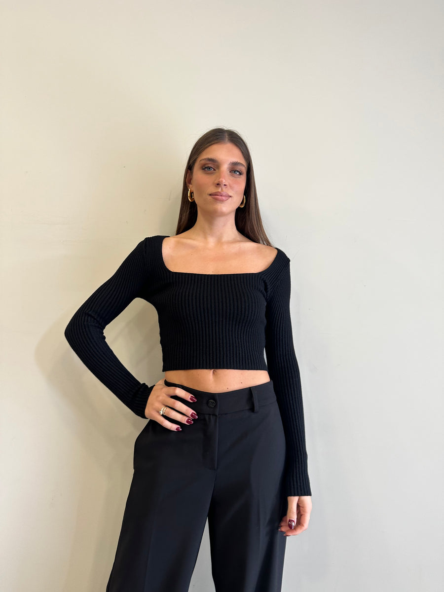 GIPSY INSIDE Maglia crop nero