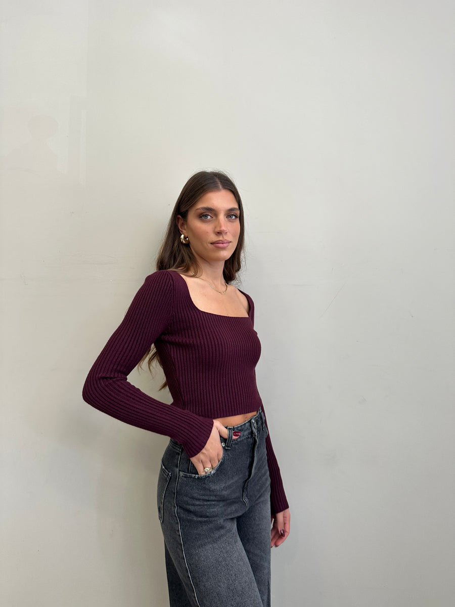 GIPSY INSIDE Maglia costine bordeaux