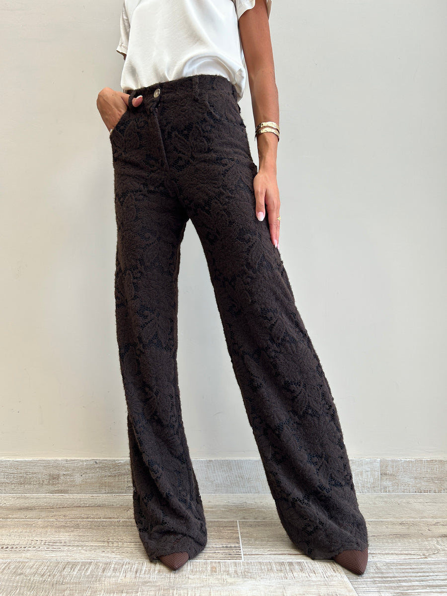 LE STREGHE Pantalone pizzo moro