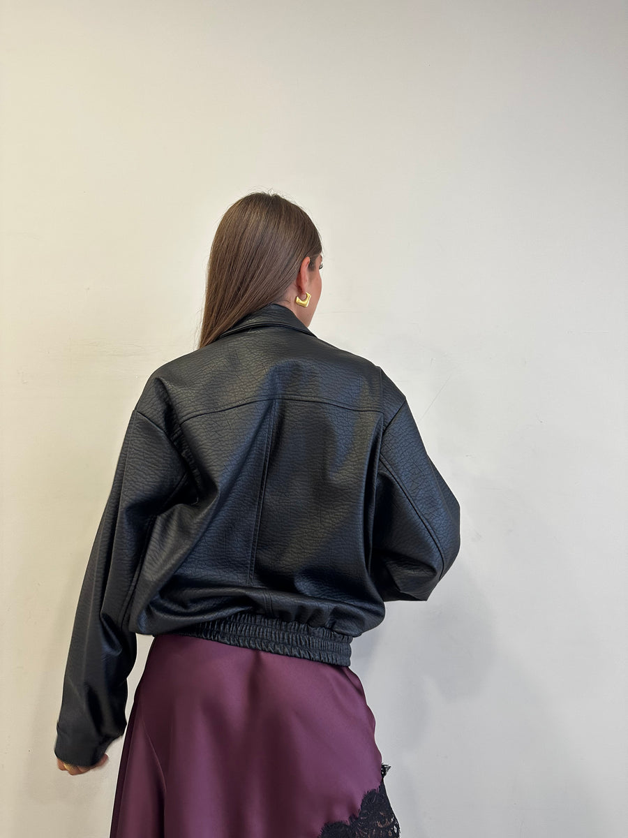 LMN bomber ecopelle nero