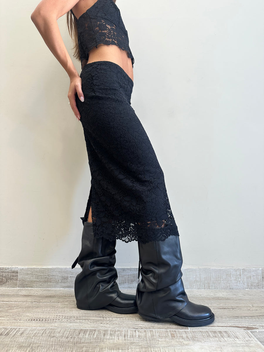 DIXIE Gonna pizzo nero