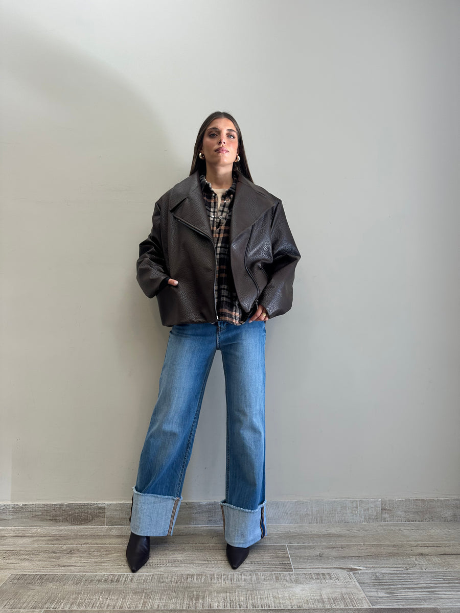 DIXIE Biker over ecopelle moro