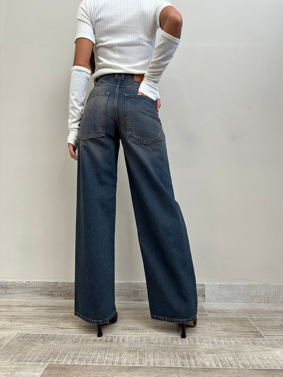 DIXIE Jeans palazzo blu sabbiato