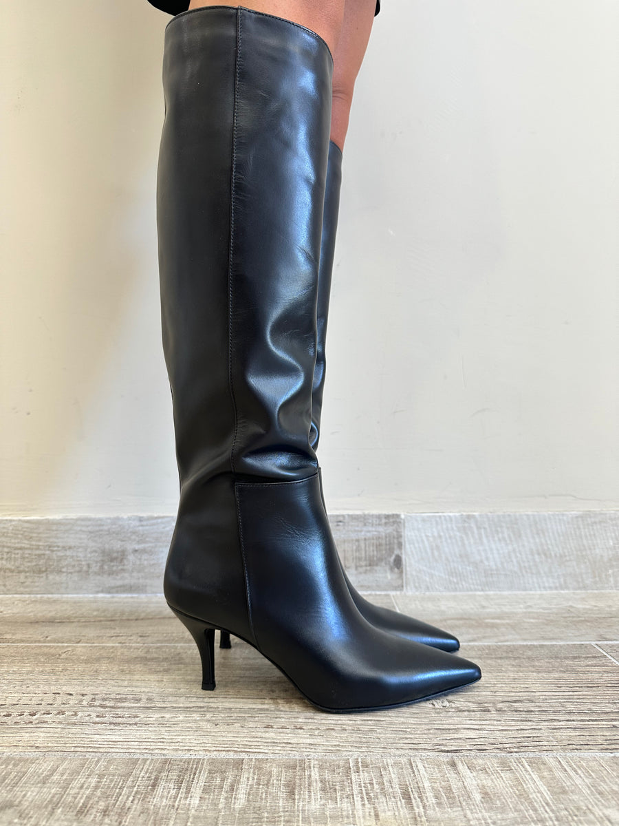 STM x Laura Cialfi Stivale tubolare pelle nero