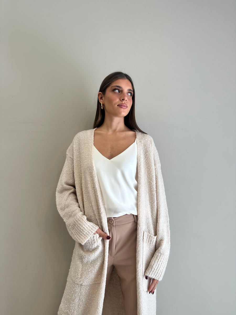 GLAMOROUS Cardigan lungo crema