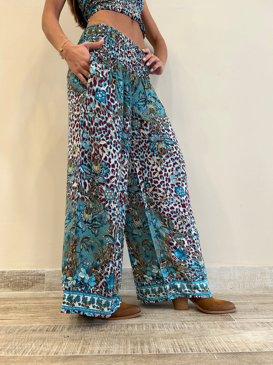 FREELOVE Panta Freelove Seta Flower Leo Turquoise