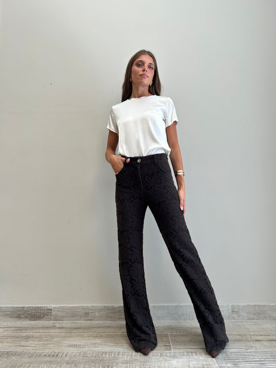 LE STREGHE Pantalone pizzo moro