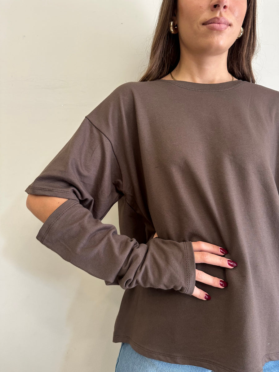 GIPSY INSIDE T-shirt over+ manicotti cioccolato