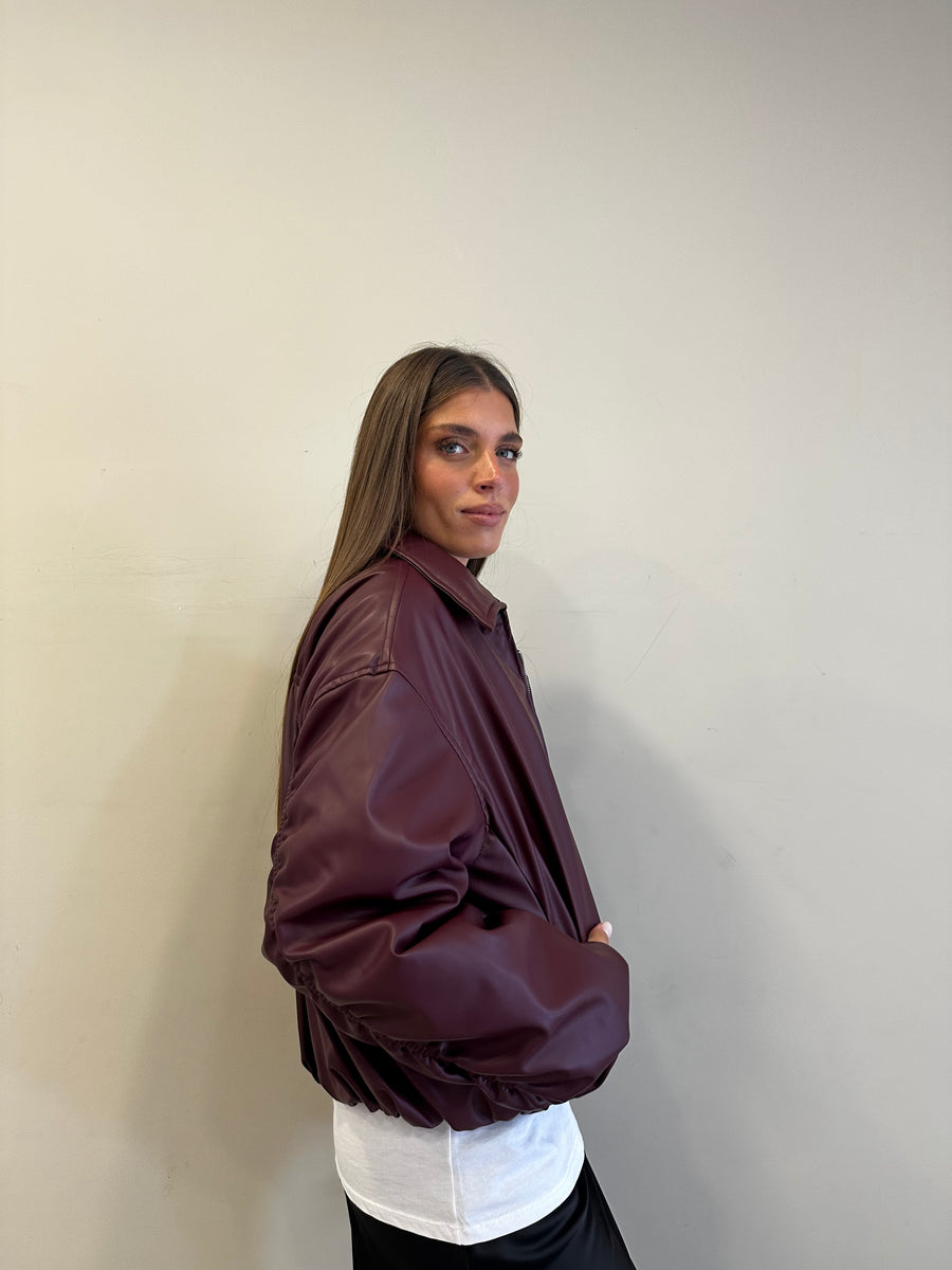 LMN Bomber imbottito eco-pelle bordeaux