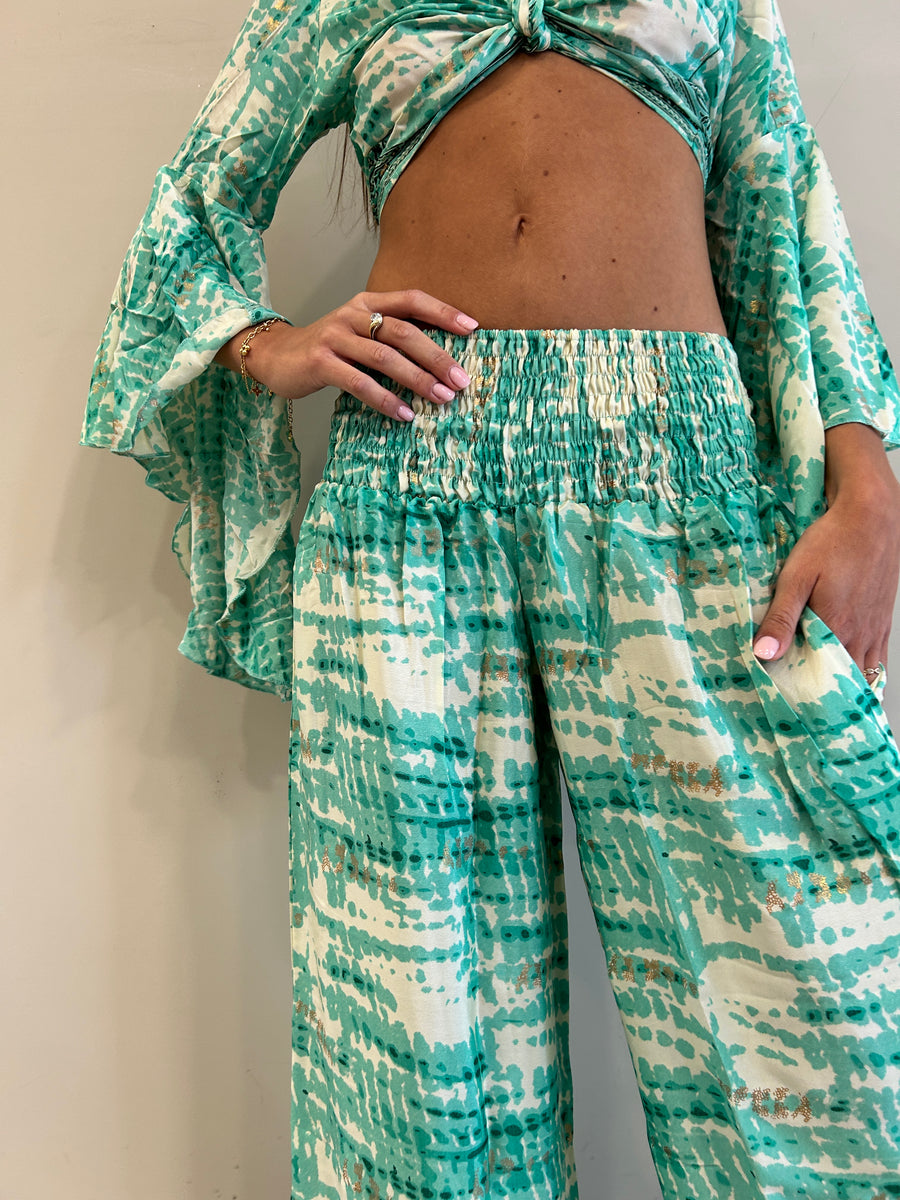 FREELOVE Panta Freelove Seta Gipsy Verde Acqua