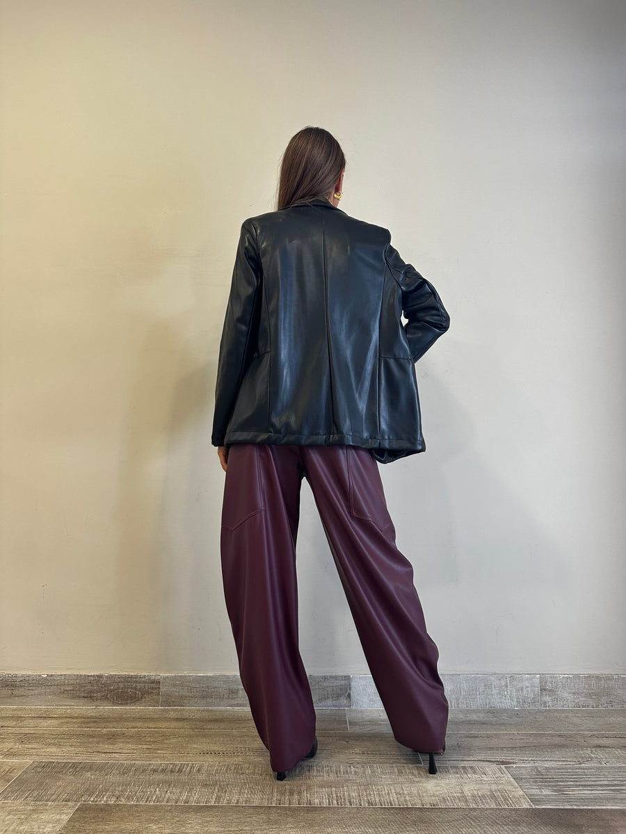 LE STREGHE Blazer ecopelle nero