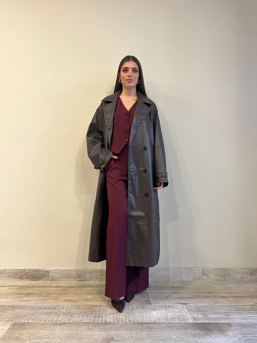 GLAMOROUS Trench ecopelle caffè