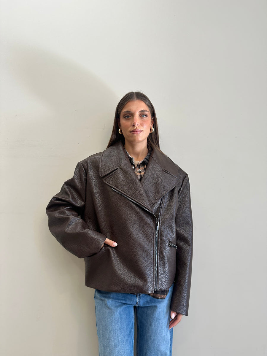 DIXIE Biker over ecopelle moro