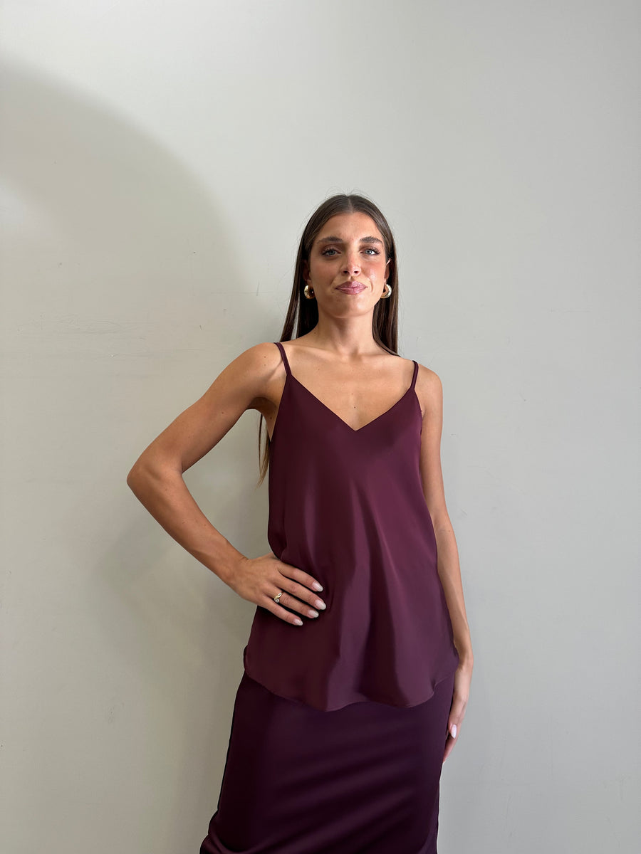 DIXIE Top satin bordeaux