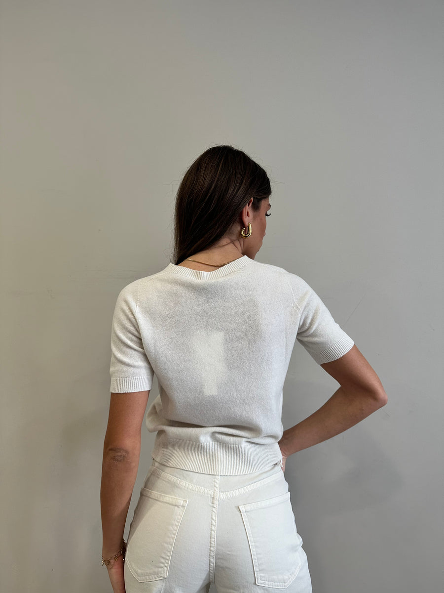 DIXIE Maglia manica corta lana panna