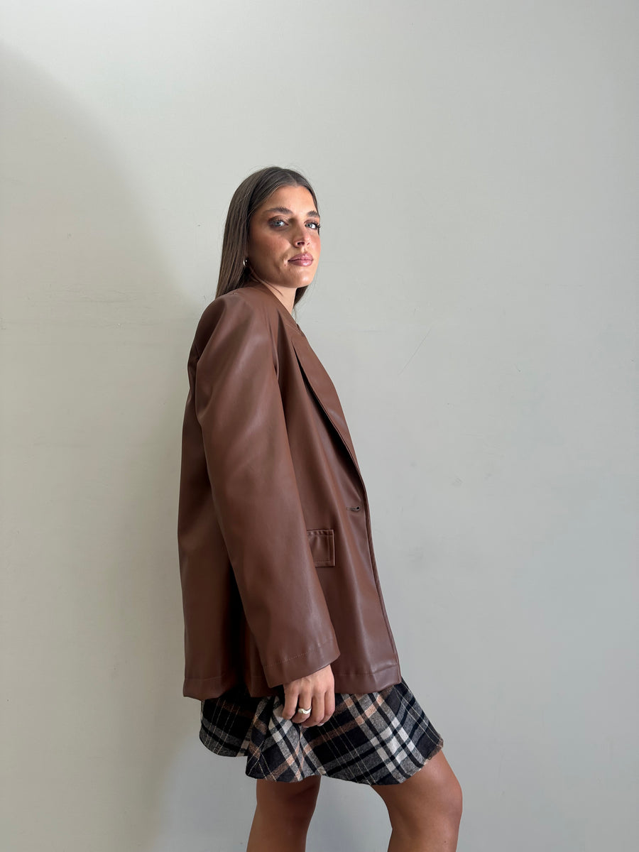 DIXIE Blazer ecopelle tabacco