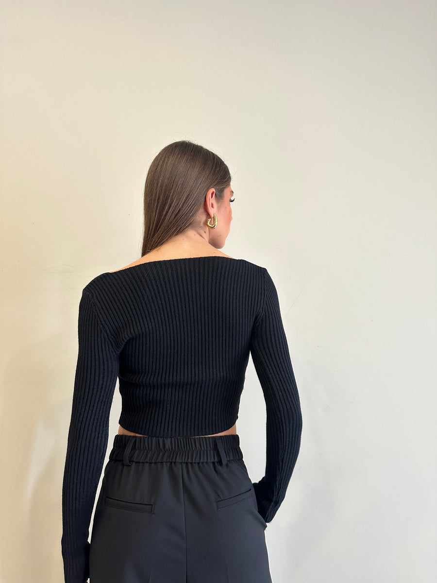 GIPSY INSIDE Maglia crop nero