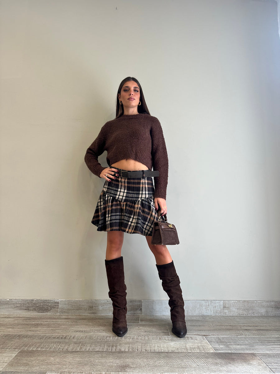 GLAMOROUS Maglia crop cioccolato