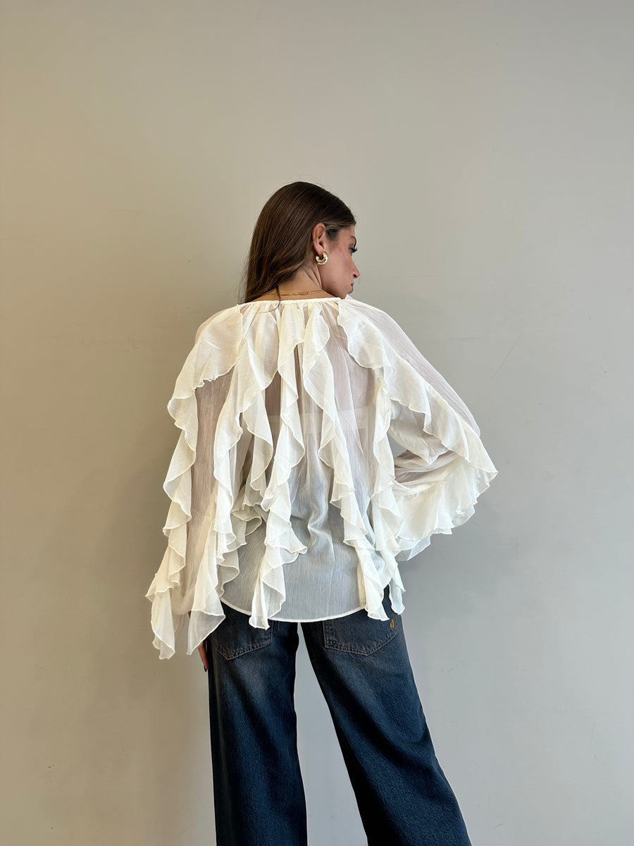 GLAMOROUS Camicia rouches panna