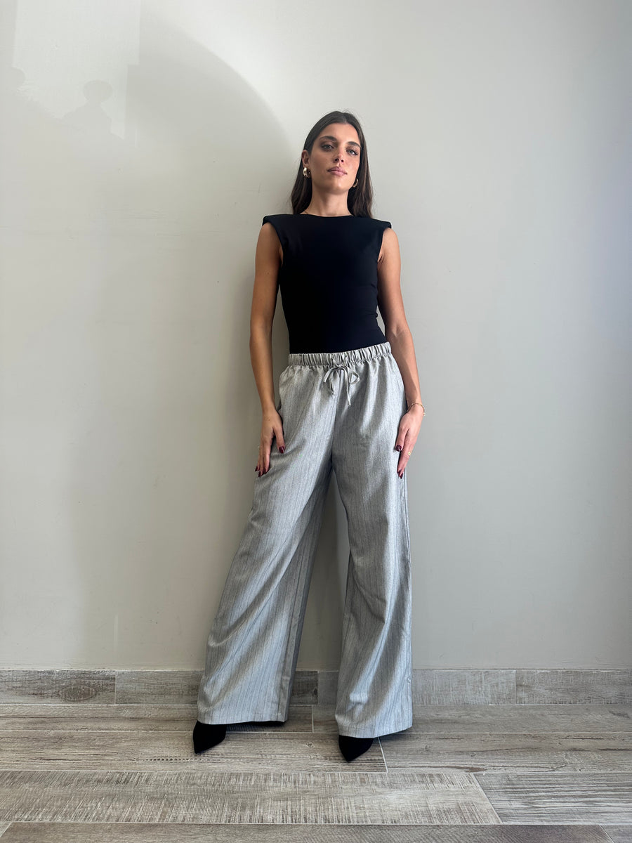 GLAMOROUS Pantalone gessato grigio chiaro