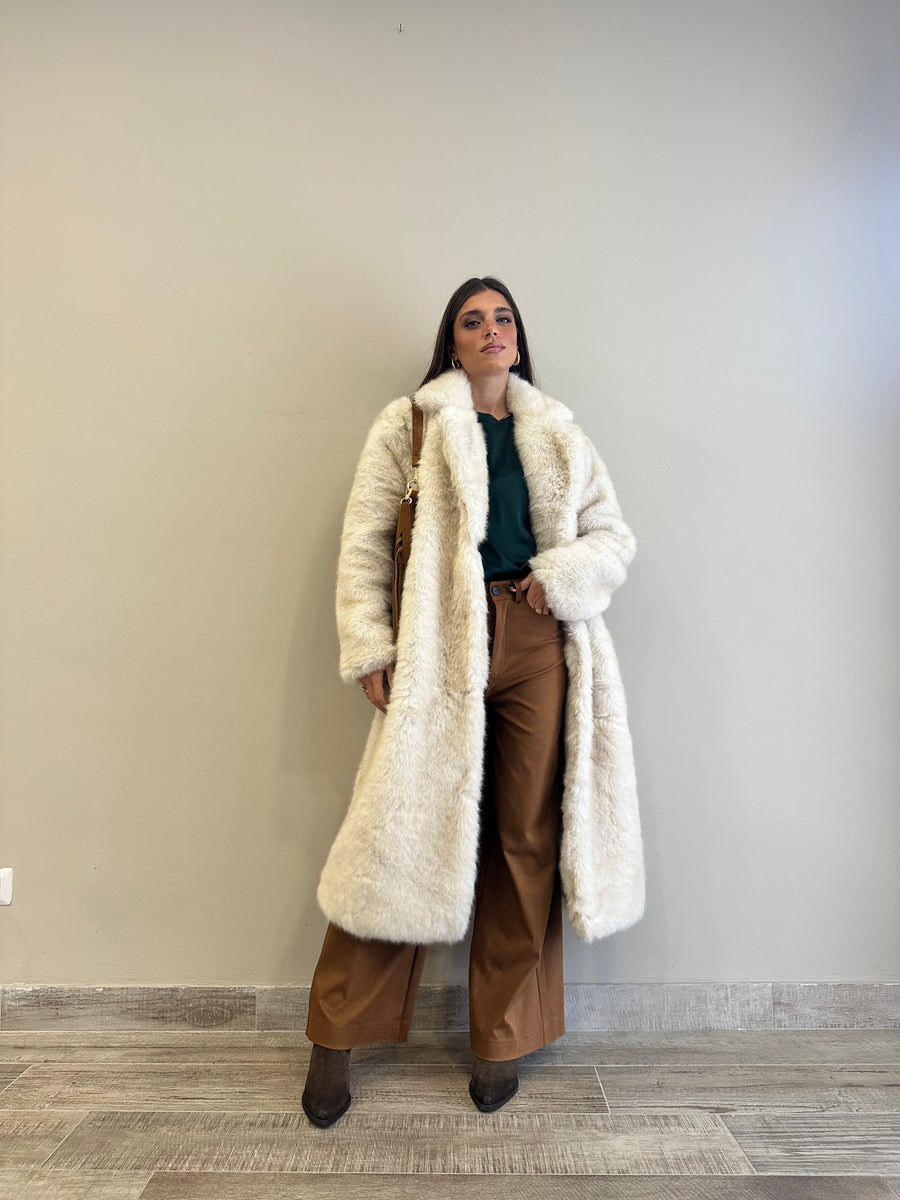 GLAMOROUS Cappotto eco pelliccia crema