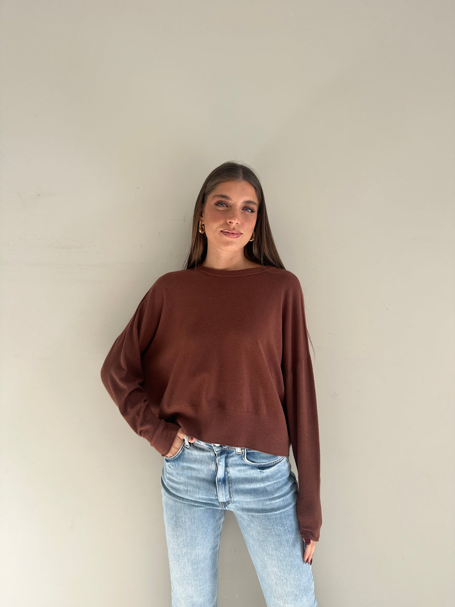 DIXIE Maglia girocollo cioccolato