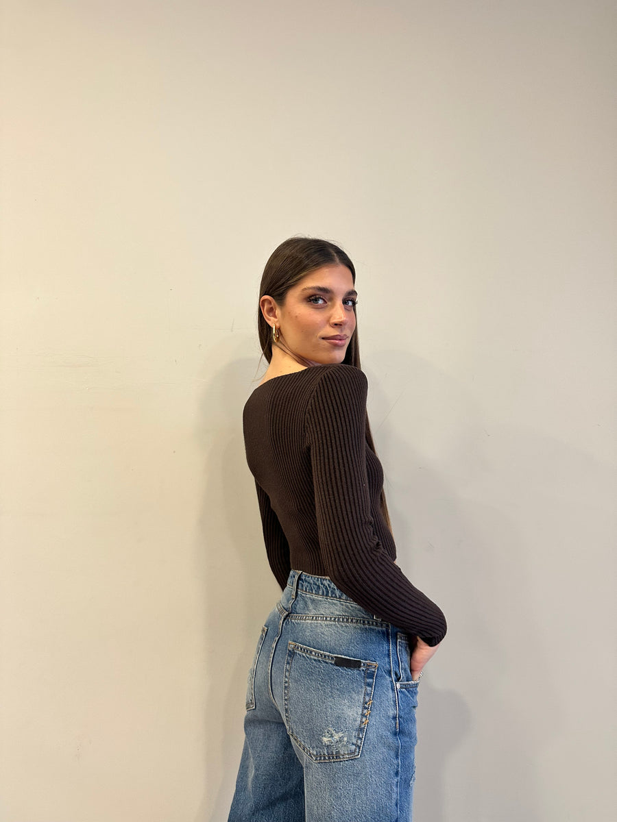 GIPSY INSIDE Maglia crop moro