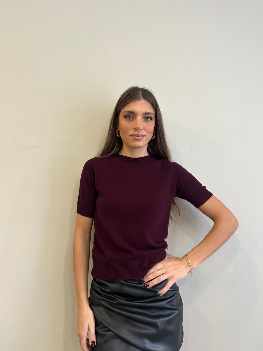 DIXIE Maglia manica corta lana bordeaux