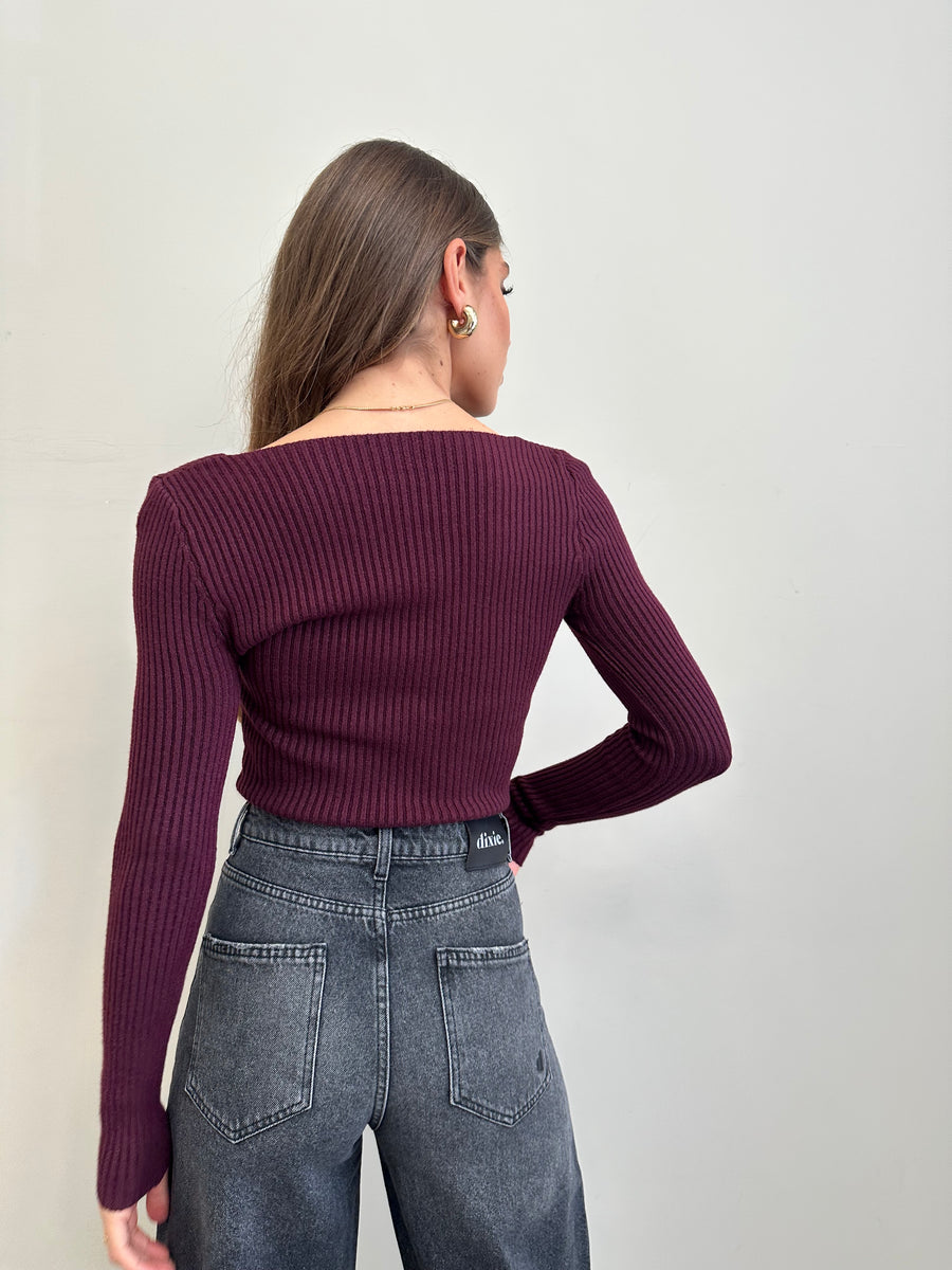 GIPSY INSIDE Maglia costine bordeaux