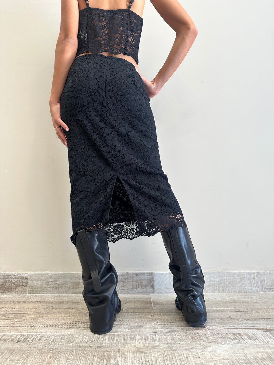 DIXIE Gonna pizzo nero