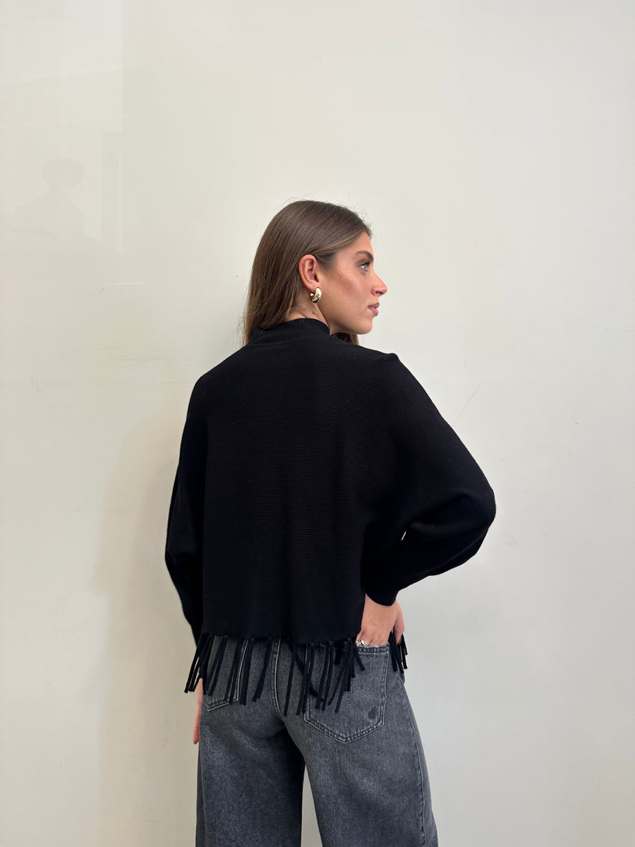 GIPSY INSIDE Maglia frange nera