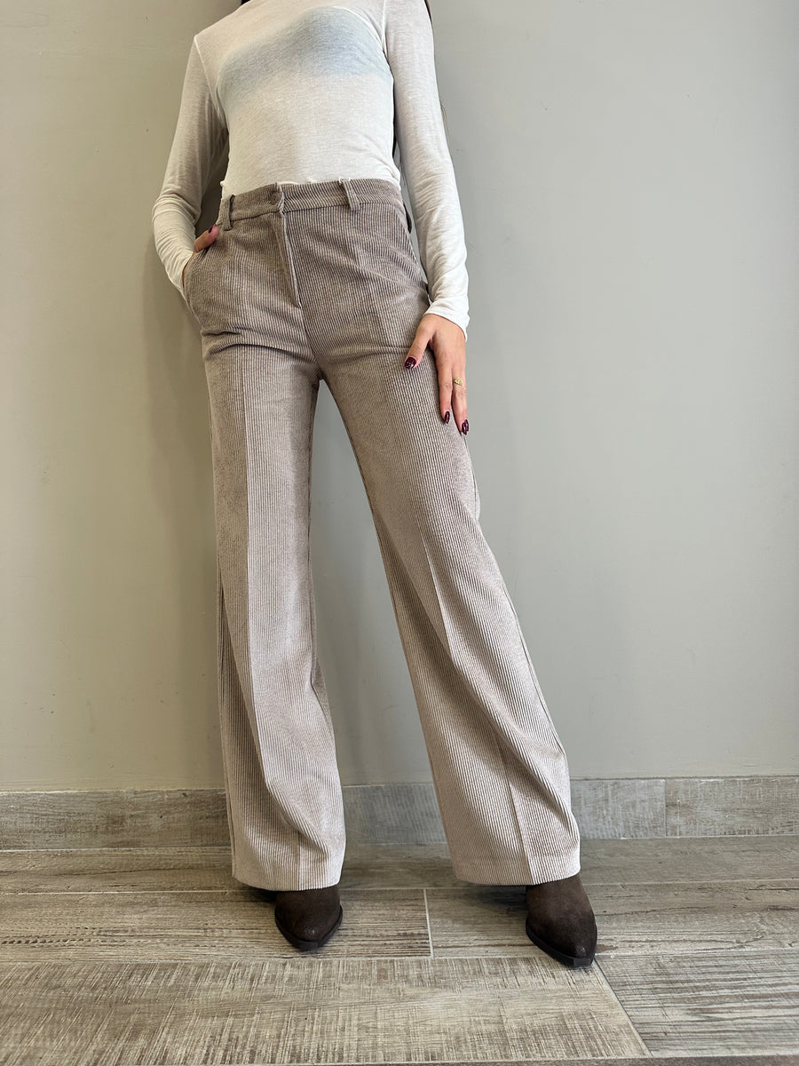 MOTEL Pantalone velluto tortora