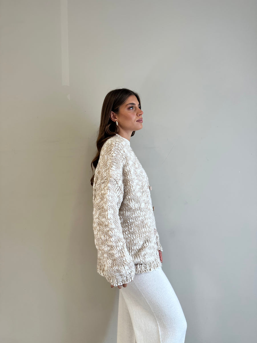 MOTEL Cardigan over melange  panna/sabbia