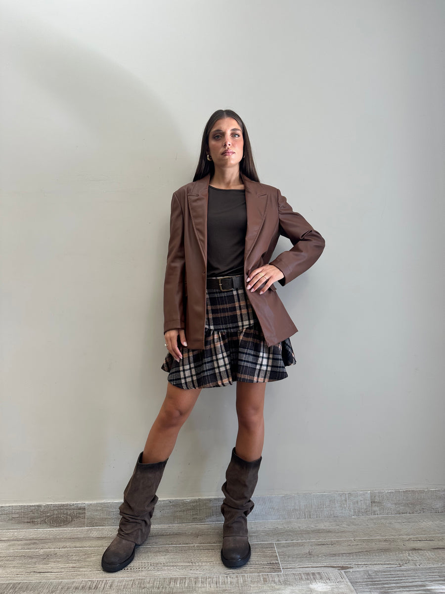 DIXIE Blazer ecopelle tabacco