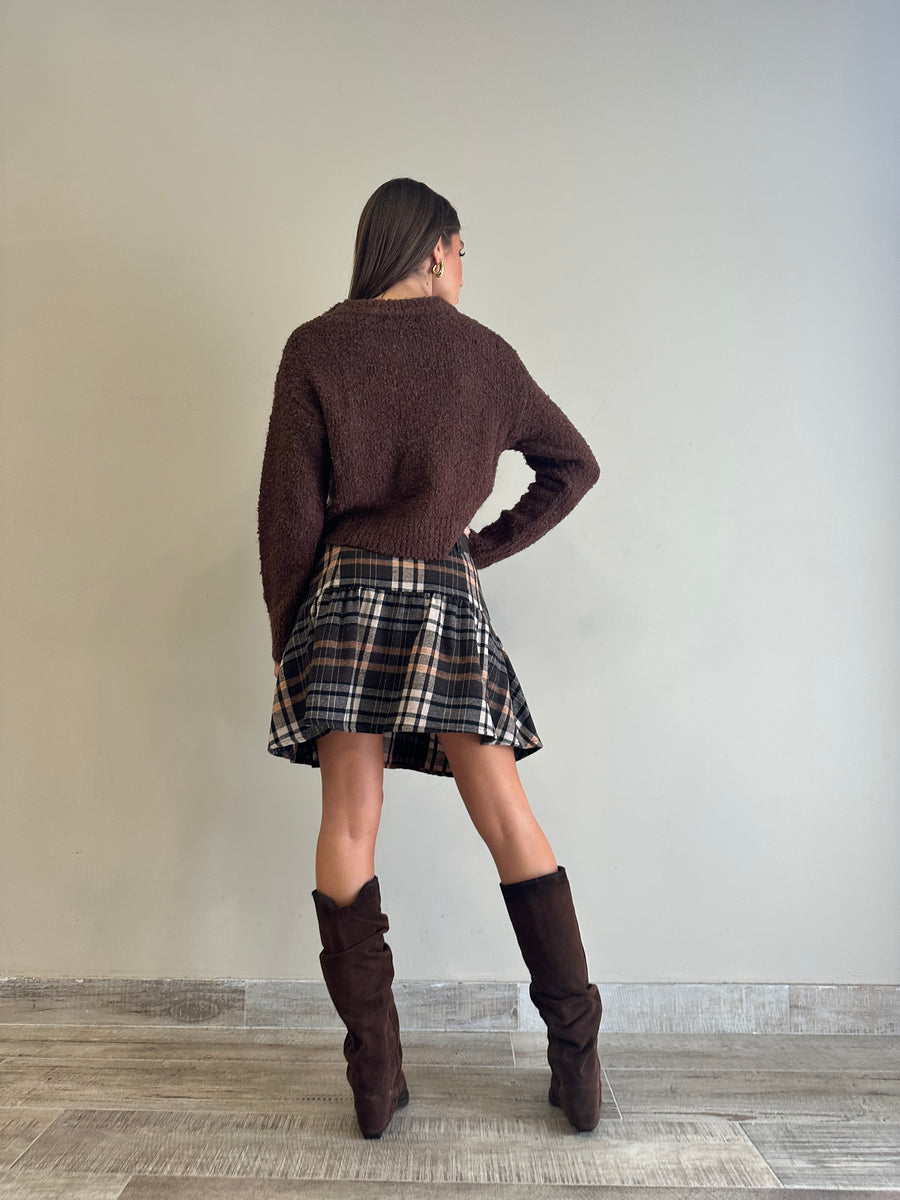 GLAMOROUS Maglia crop cioccolato