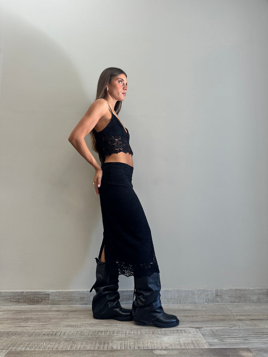 DIXIE Gonna pizzo nero