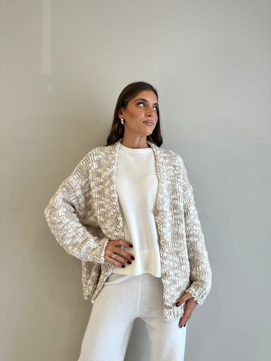 MOTEL Cardigan over melange  panna/sabbia