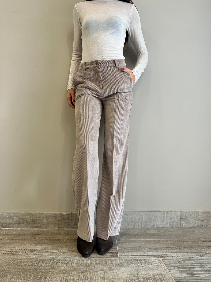 MOTEL Pantalone velluto tortora