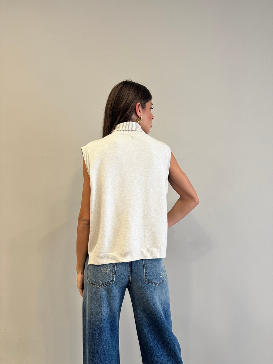 GIPSY INSIDE Smanicato dolcevita panna