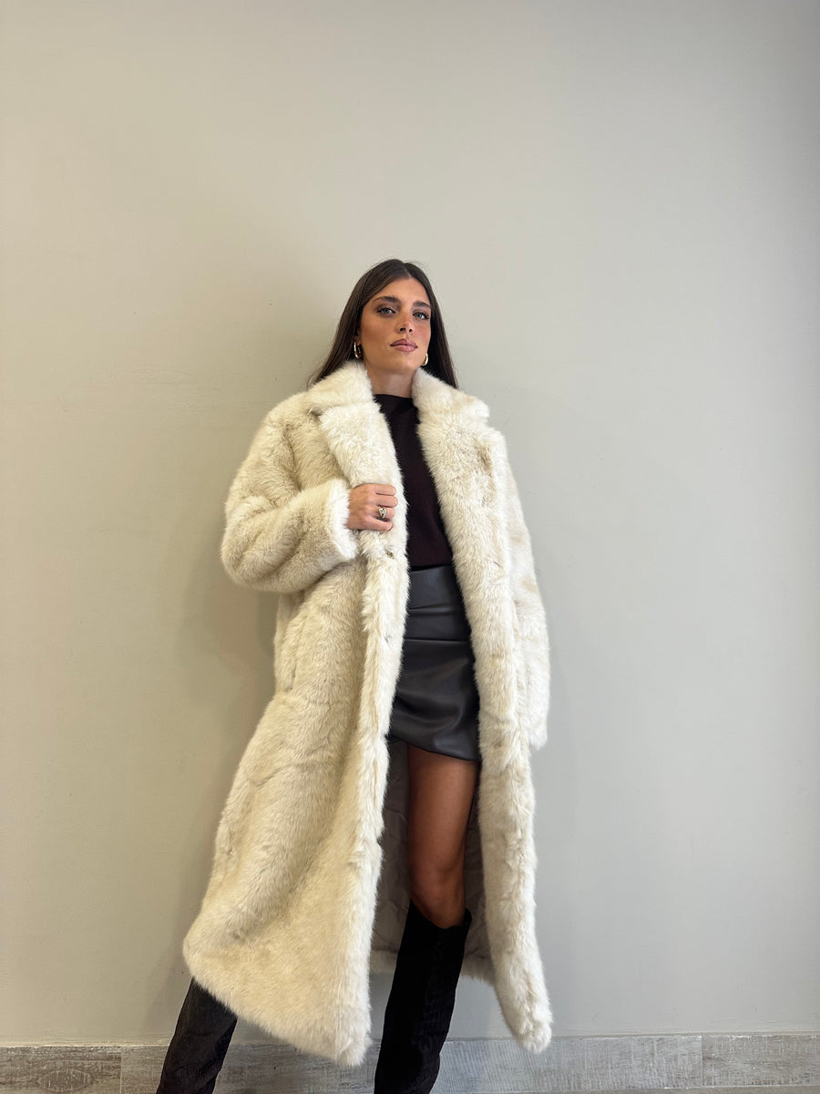 GLAMOROUS Cappotto eco pelliccia crema