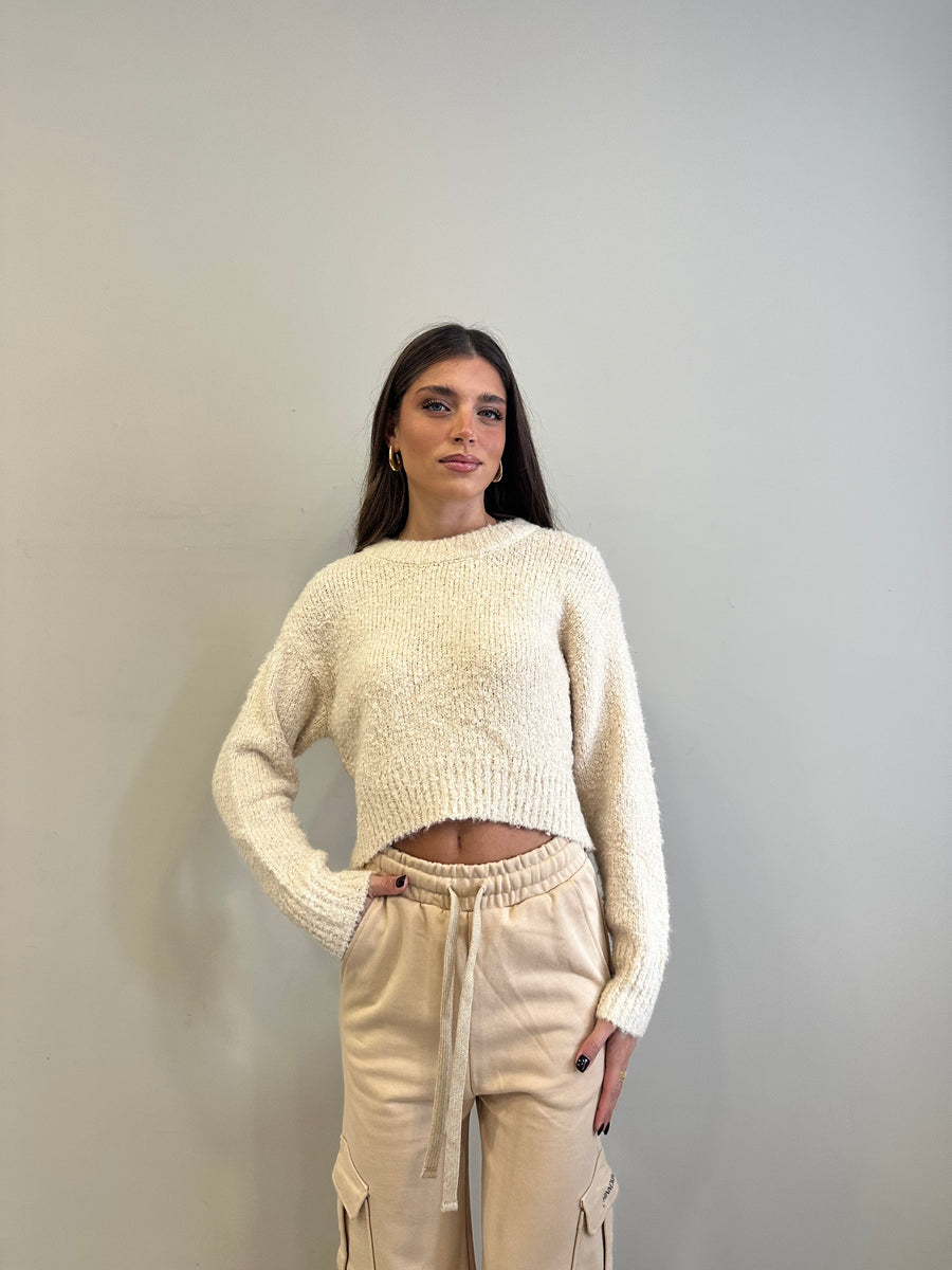 GLAMOROUS Maglia crop crema