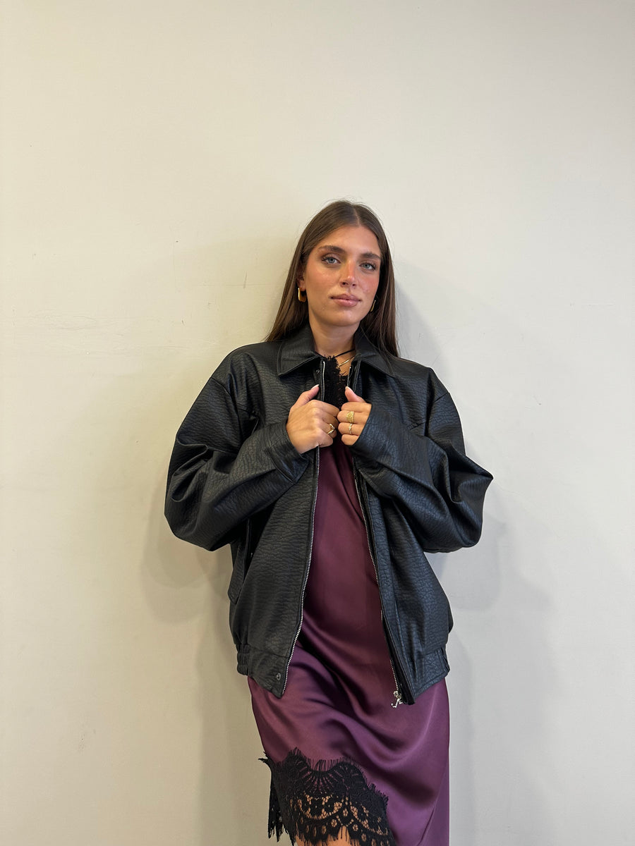 LMN bomber ecopelle nero