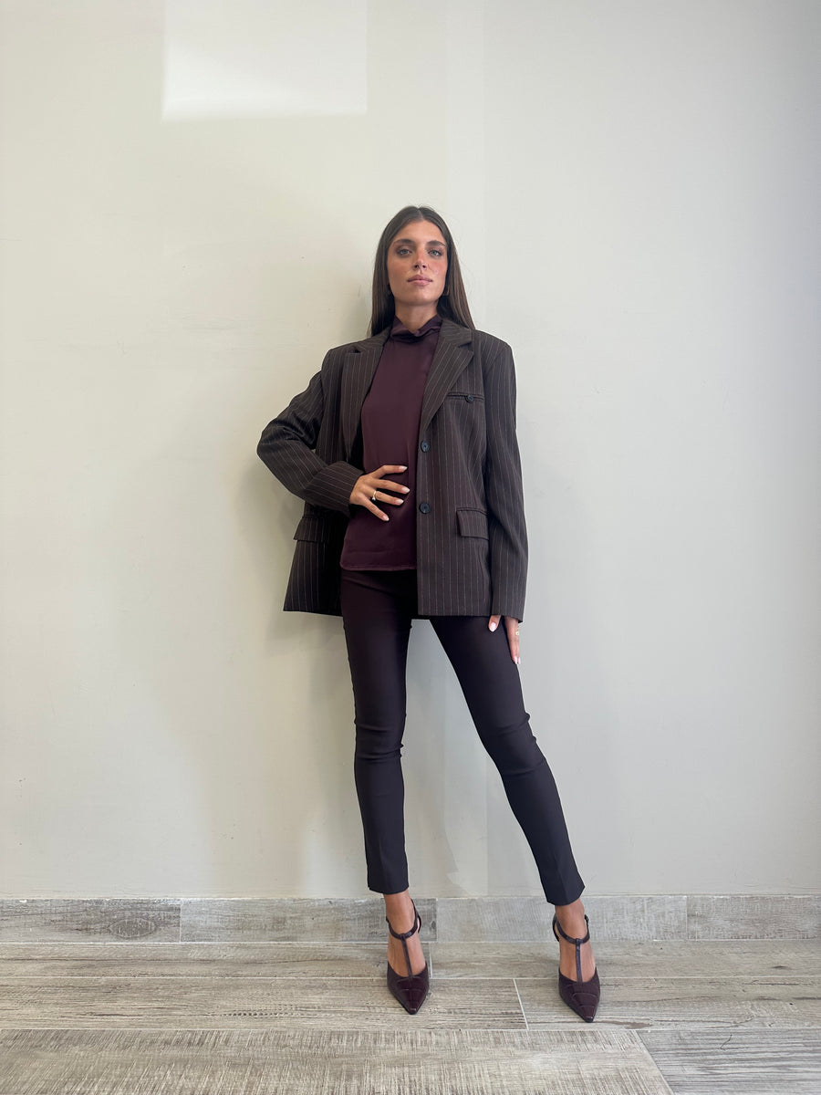 MOTEL Pantalone skinny elasticizzato moro