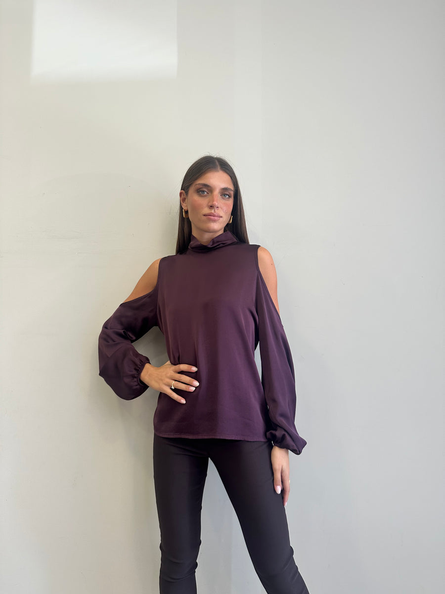 MOTEL Blusa cut spalle burgundy