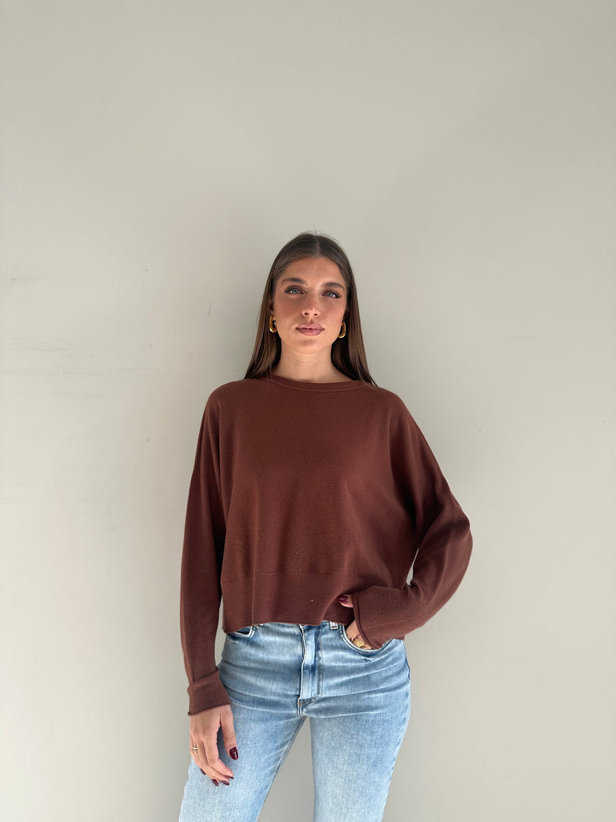 DIXIE Maglia girocollo cioccolato