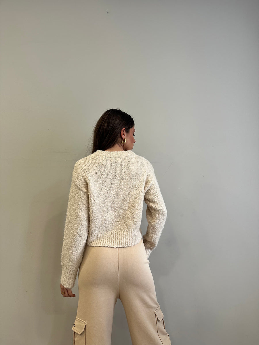 GLAMOROUS Maglia crop crema