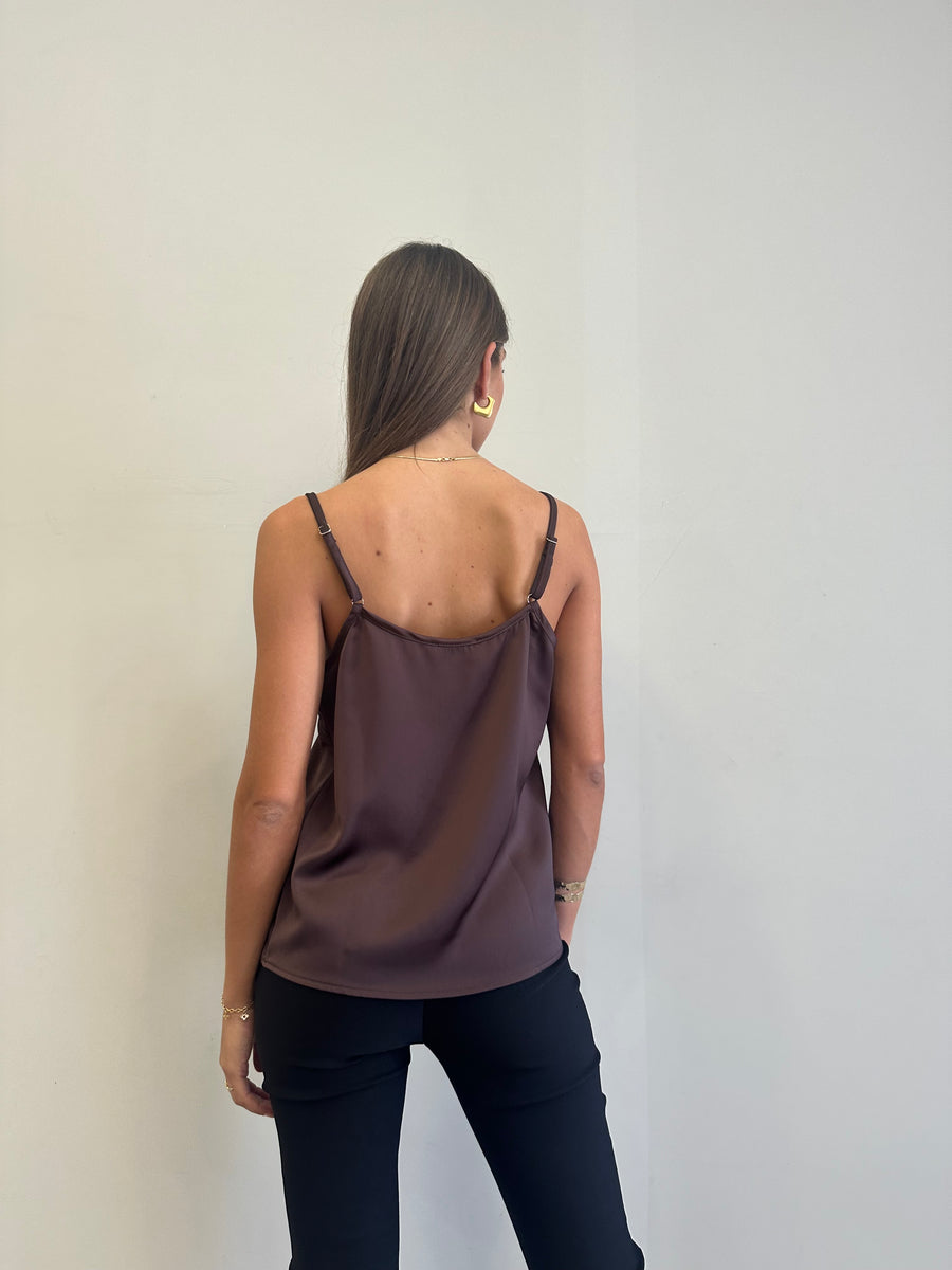 MOTEL top satin moro+ pizzo